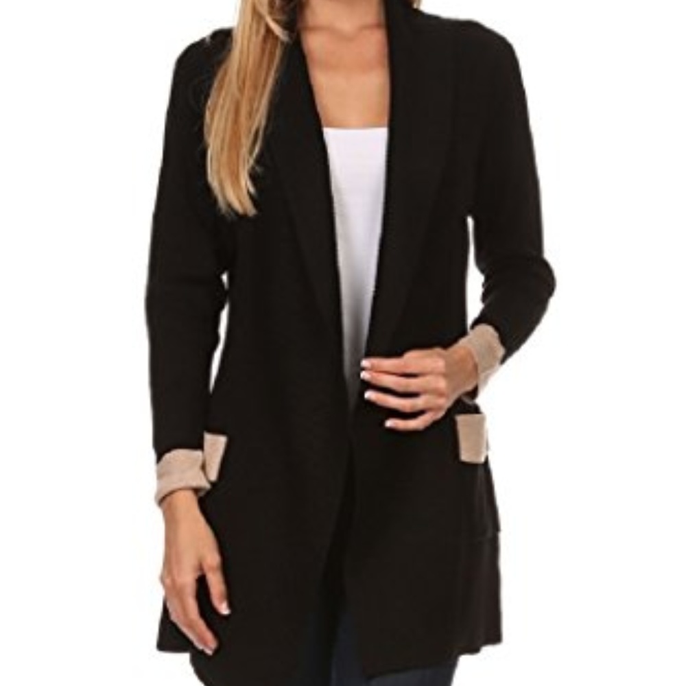 Open Front Ribbed Streamline Shawl Collar Cardigan